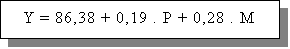 Zone de Texte: Y = 86,38 + 0,19 . P + 0,28 . M


